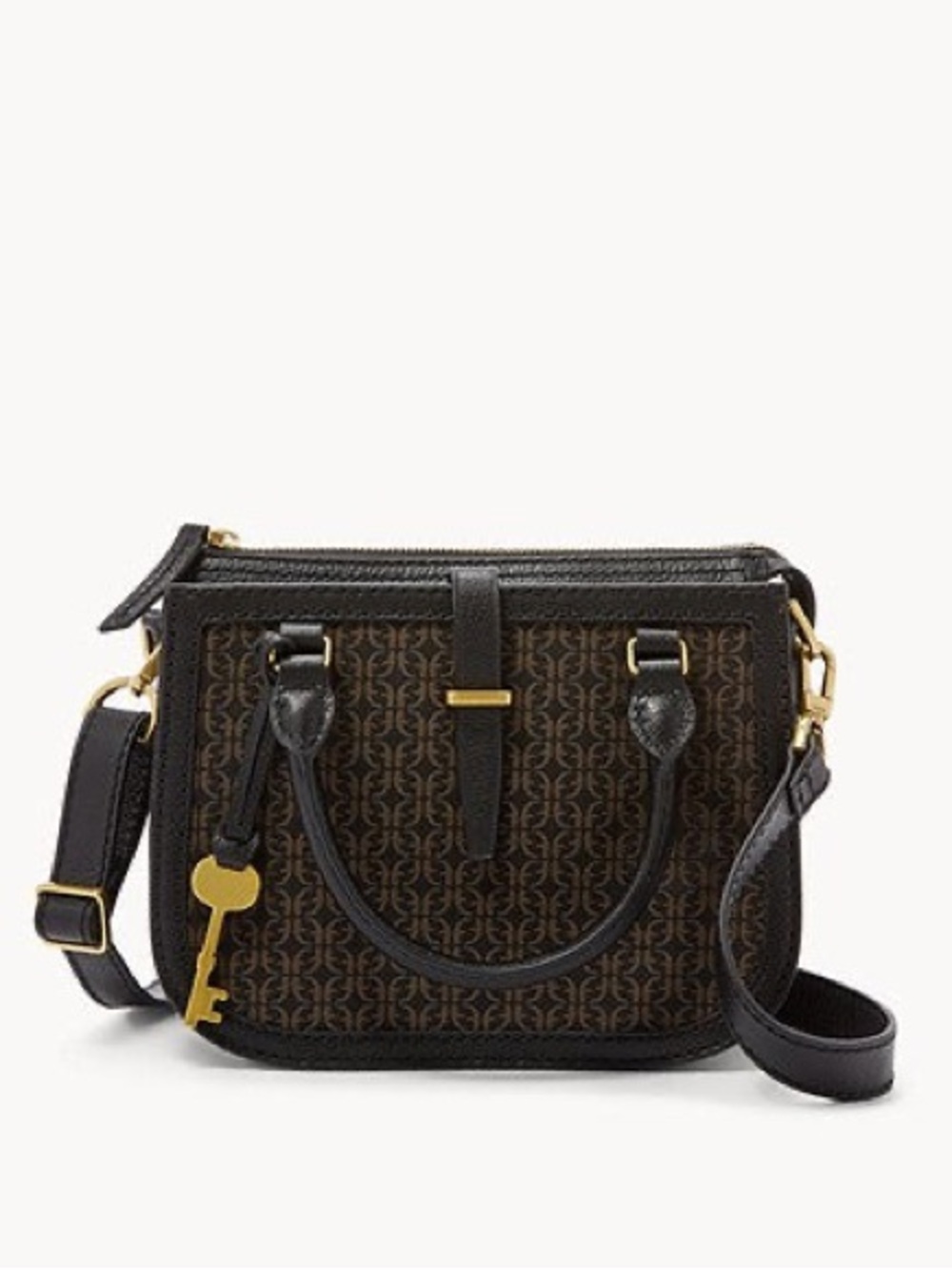 Fossil Ryder Leather Jacquard Mini Satchel Convertible Crossbody Bag
